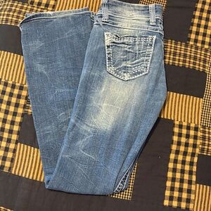 BKE Light and Dark Blue Straight Leg Jeans